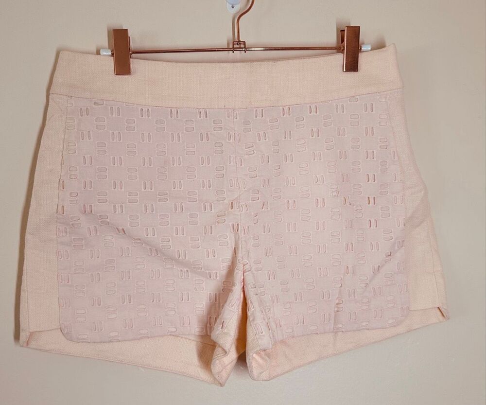 J.Crew Pink Islet Basket Weave Side Zip Cotton Shorts Size 4